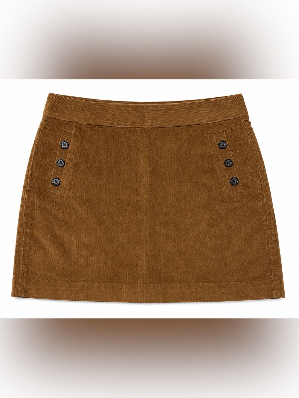 Banana Republic Brown Corduroy Mini Skirt Women’s Size 12 Button Accent